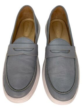 Patina Shoes Women’s Blue Leather Penny Loafers Slip ons Size 9
